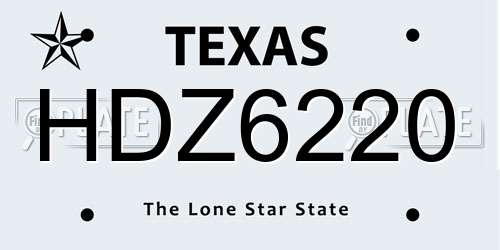 HDZ6220 Texas License Plate