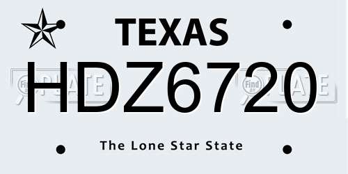 HDZ6720 Texas License Plate