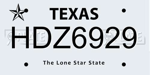 HDZ6929 Texas License Plate