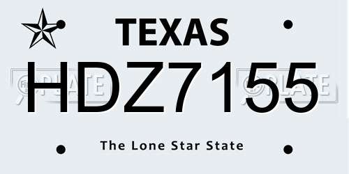 HDZ7155 Texas License Plate