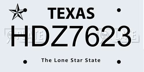 HDZ7623 Texas License Plate