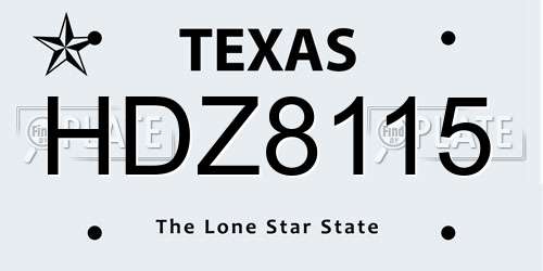 HDZ8115 Texas License Plate