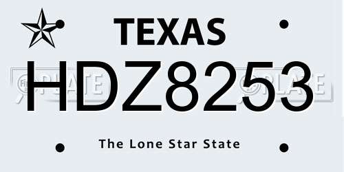 HDZ8253 Texas License Plate
