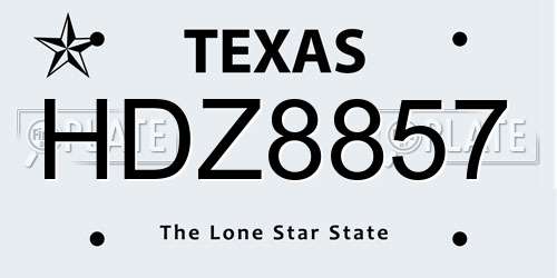 HDZ8857 Texas License Plate