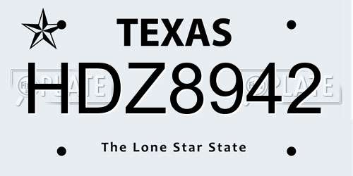 HDZ8942 Texas License Plate
