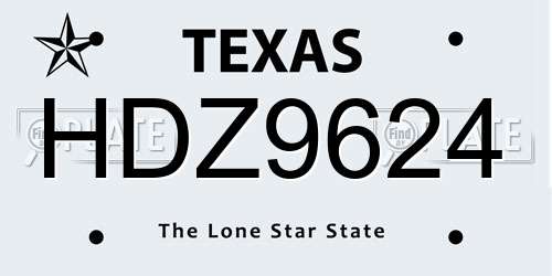 HDZ9624 Texas License Plate