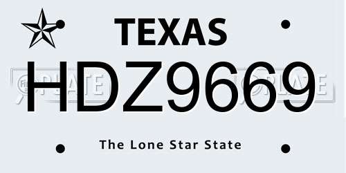 HDZ9669 Texas License Plate