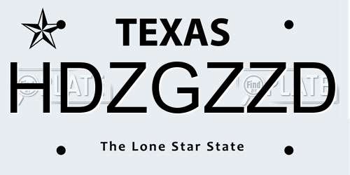 HDZGZZD Texas License Plate