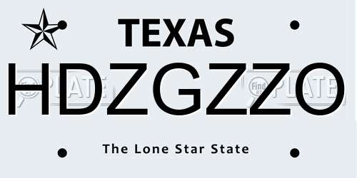 HDZGZZO Texas License Plate