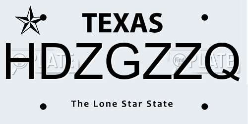 HDZGZZQ Texas License Plate