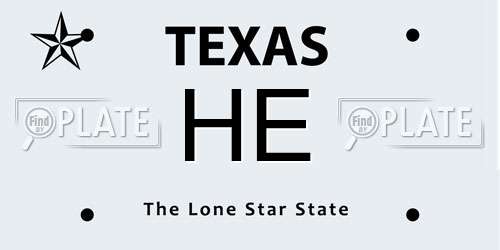 HE Texas License Plate