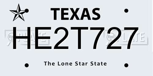 HE2T727 Texas License Plate