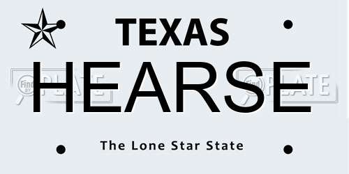 HEARSE Texas License Plate