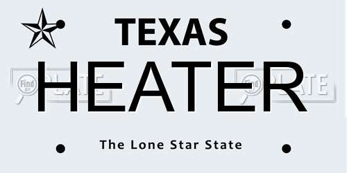 HEATER Texas License Plate