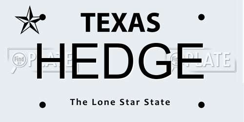 HEDGE Texas License Plate
