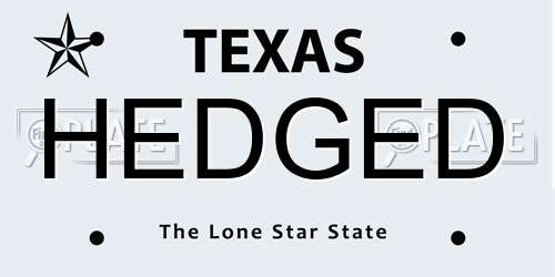 HEDGED Texas License Plate