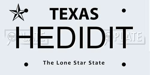 HEDIDIT Texas License Plate