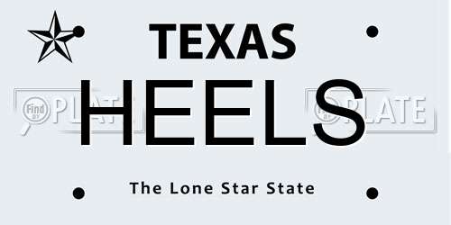 HEELS Texas License Plate