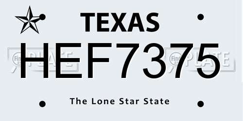 HEF7375 Texas License Plate