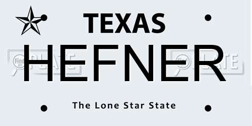 HEFNER Texas License Plate