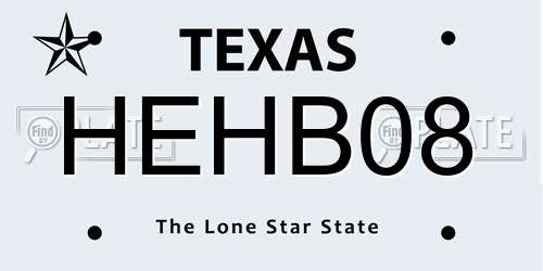 HEHB08 Texas License Plate