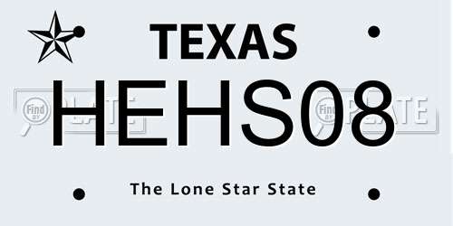 HEHS08 Texas License Plate