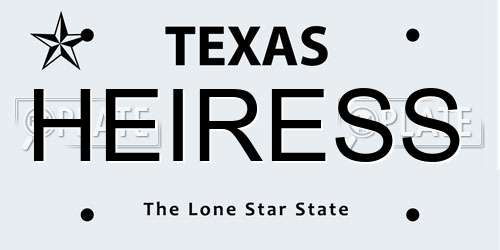 HEIRESS Texas License Plate