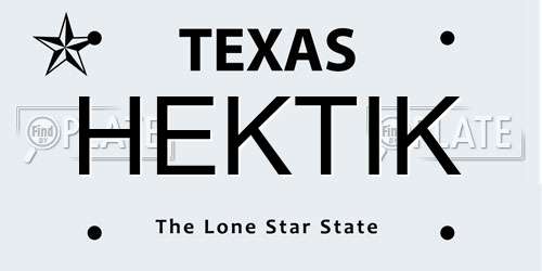 HEKTIK Texas License Plate