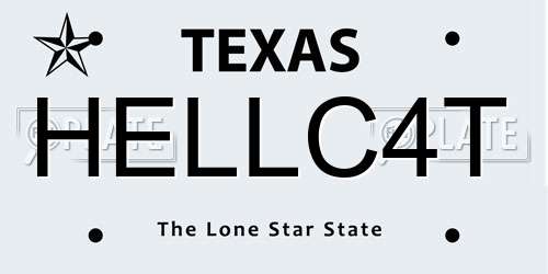 HELLC4T Texas License Plate