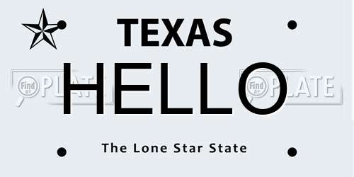 HELLO Texas License Plate