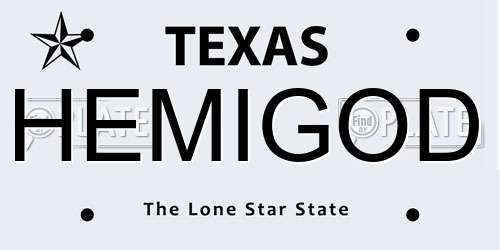 HEMIGOD Texas License Plate