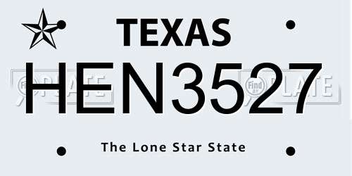 HEN3527 Texas License Plate