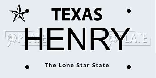 HENRY Texas License Plate
