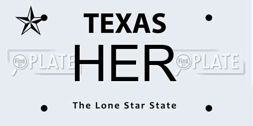 HER Texas License Plate