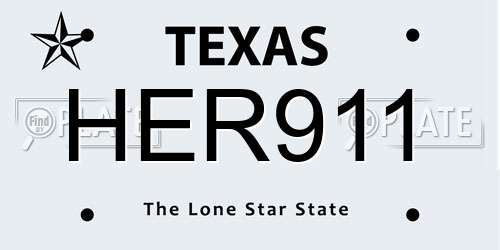 HER911 Texas License Plate