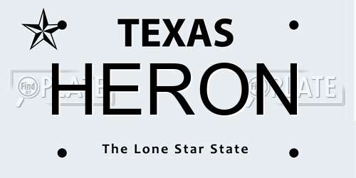 HERON Texas License Plate