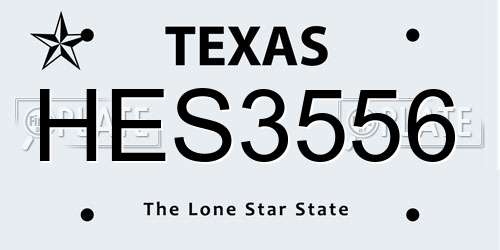 HES3556 Texas License Plate