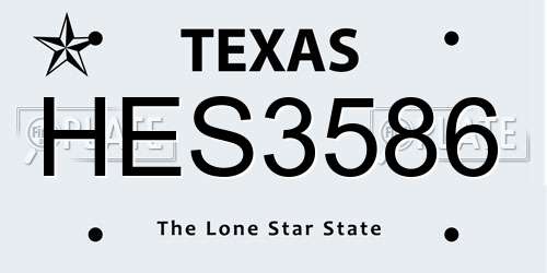 HES3586 Texas License Plate