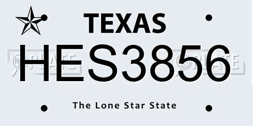 HES3856 Texas License Plate