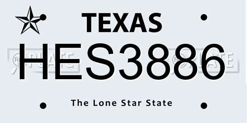 HES3886 Texas License Plate