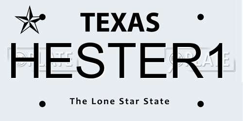 HESTER1 Texas License Plate