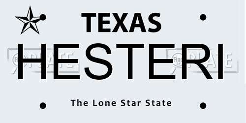 HESTERI Texas License Plate