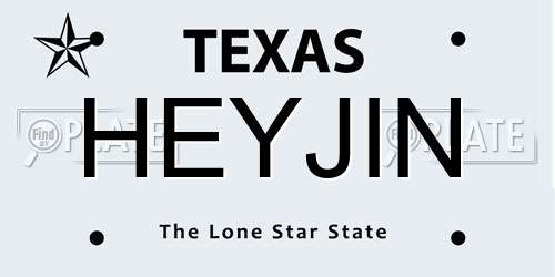 HEYJIN Texas License Plate