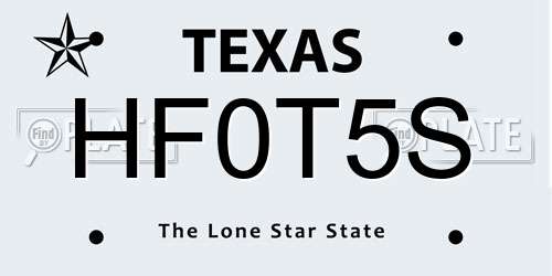 HF0T5S Texas License Plate