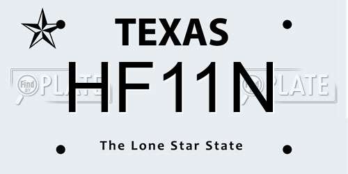 HF11N Texas License Plate