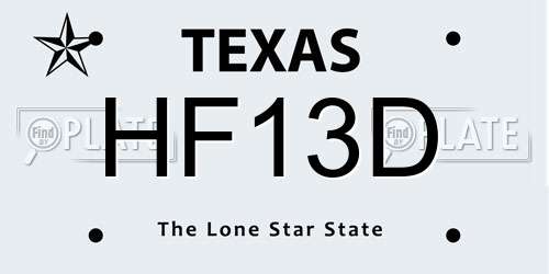 HF13D Texas License Plate