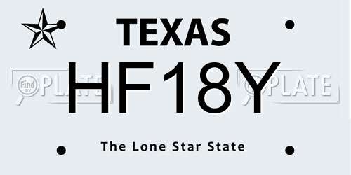 HF18Y Texas License Plate