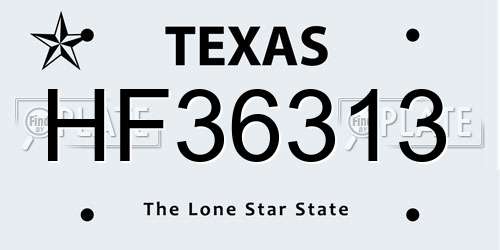 HF36313 Texas License Plate