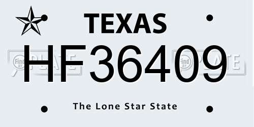 HF36409 Texas License Plate