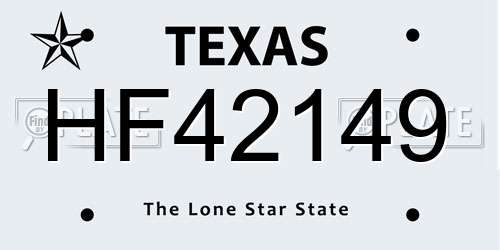 HF42149 Texas License Plate